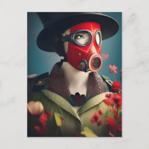 Woman in a Red Gas Mask Postcard