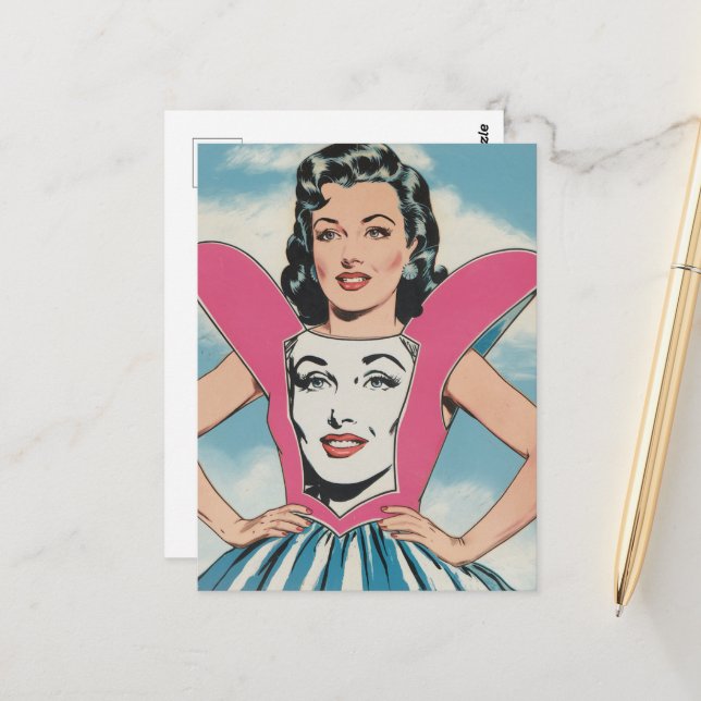 Woman in a Unique Dress Postcard (Front/Back In Situ)