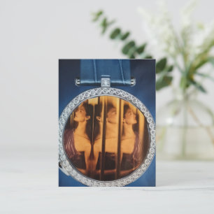 Woman in a Watch Surreal Collage Postcard