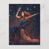 Woman in a wheelchair dances joyfully