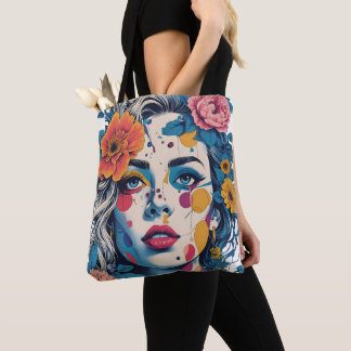 woman in art form tote bag
