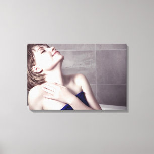 Woman in bathroom  canvas print