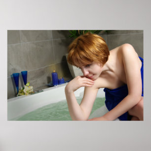 Woman in bathroom  poster