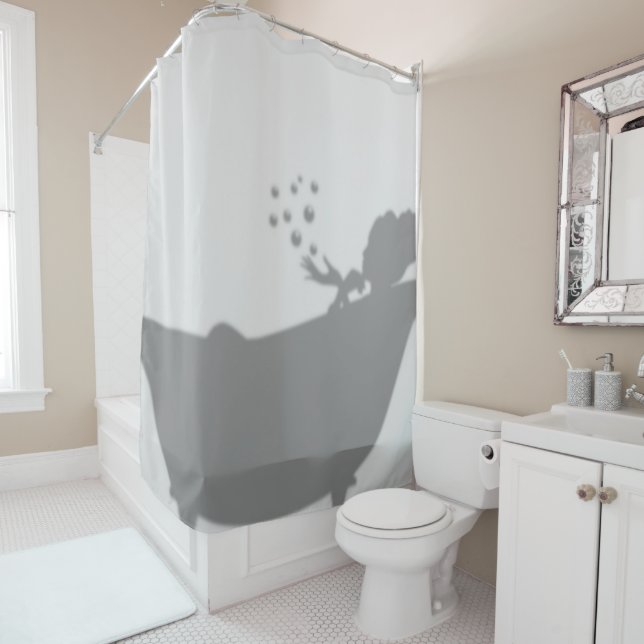 Woman in Bathtub Silhouette Shower Curtain (In Situ)