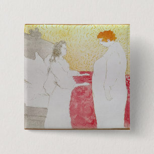 Woman in Bed, Profile - Waking Up, 1896 15 Cm Square Badge