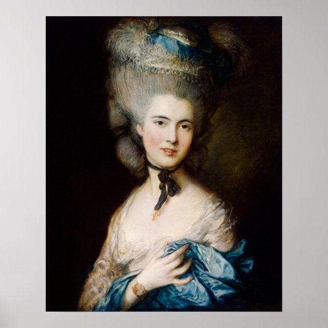 Woman in Blue by Thomas Gainsborough Poster (Front)
