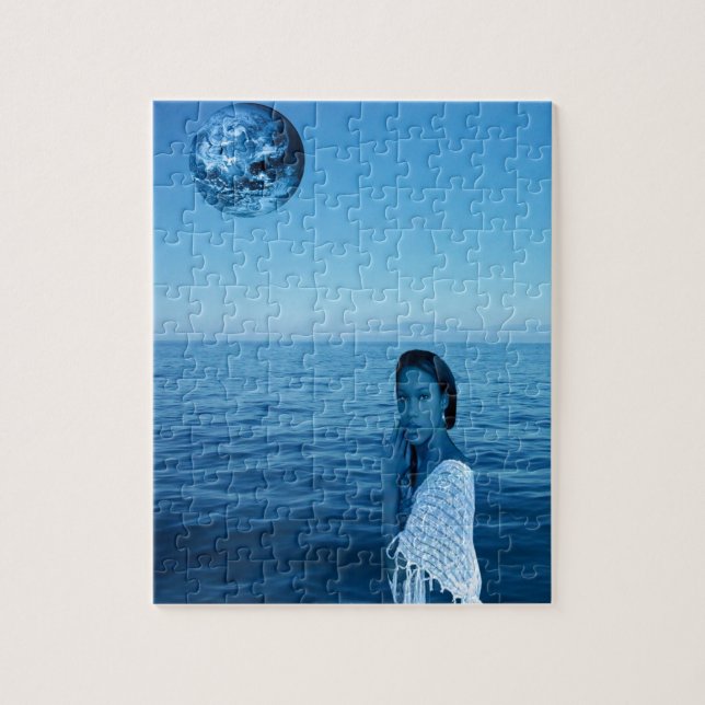 Woman in Blue Jigsaw Puzzle (Vertical)