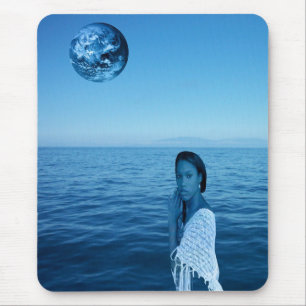 Woman in Blue Mouse Pad