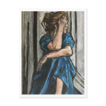 Woman in blue post card