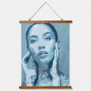 "Woman in Blue" Premium Canvas Hanging Tapestry