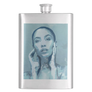 "Woman in Blue" Premium Canvas Hip Flask