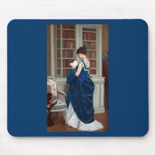 Woman in Blue, reading a Book Mouse Pad