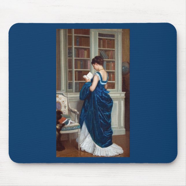Woman in Blue, reading a Book Mouse Pad (Front)