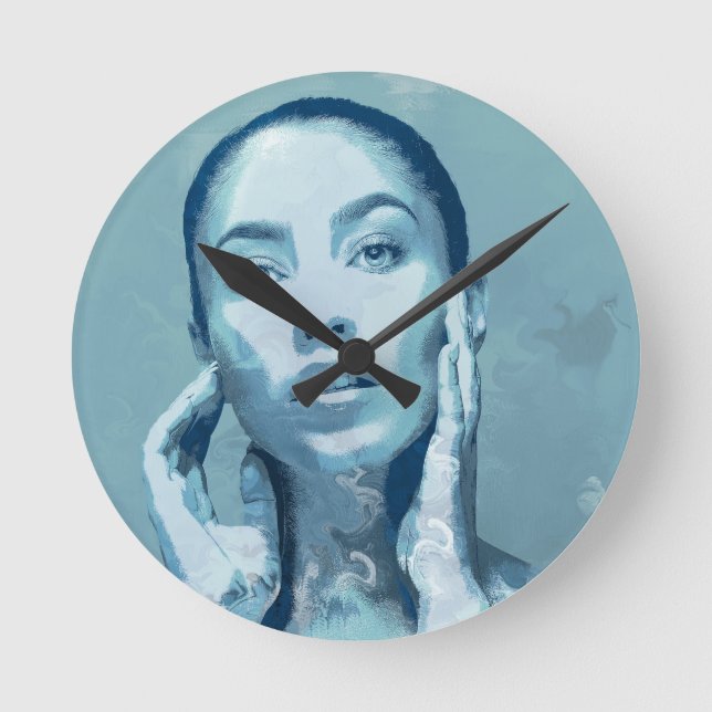 "Woman in Blue" Round Clock (Front)