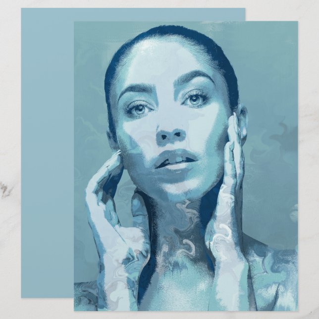 "Woman in Blue" Single card Custom Letterhead (Front/Back)