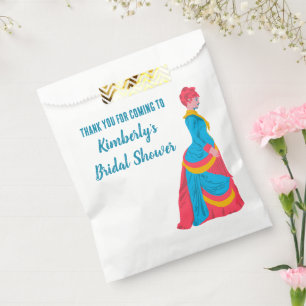 Woman in Bustle Dress Personalised Bridal Shower Favour Bags