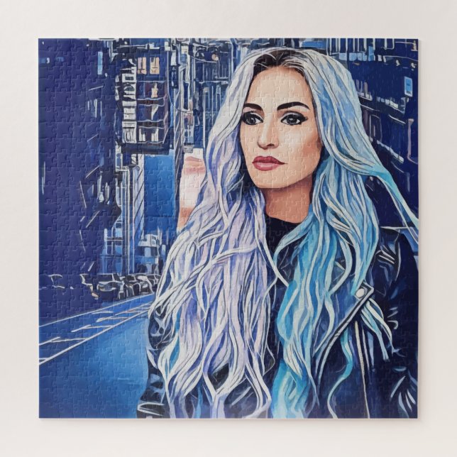 Woman In City Surreal Abstract Art Jigsaw Puzzle (Vertical)