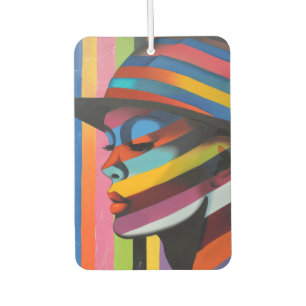 Woman in Colourful Hat 3 Striking silhouette Car Air Freshener