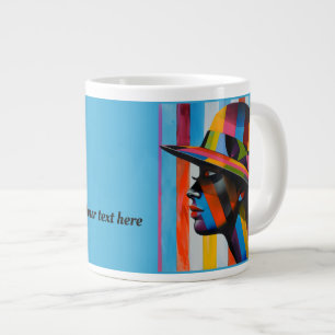 Woman in Colourful Hat striking silhouette Large Coffee Mug