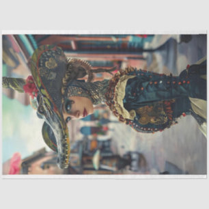Woman in Costume Alligator Beauty Decoupage Tissue Paper