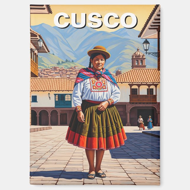 Woman in Cusco Peru Travel Magnet (Front)