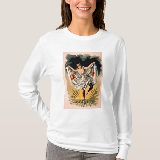 Woman in Dance Costume on Flower Poster T-Shirt (Front)