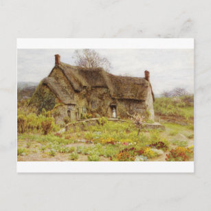 Woman In Dorset Cottage Doorway Postcard