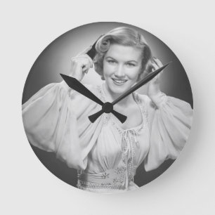 Woman in Dress 2 Round Clock