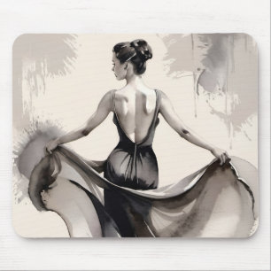 Woman in dress art mouse pad