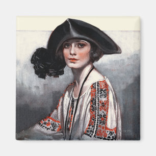Woman in Embroidered Blouse Magnet