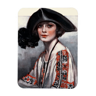 Woman in Embroidered Blouse Magnet