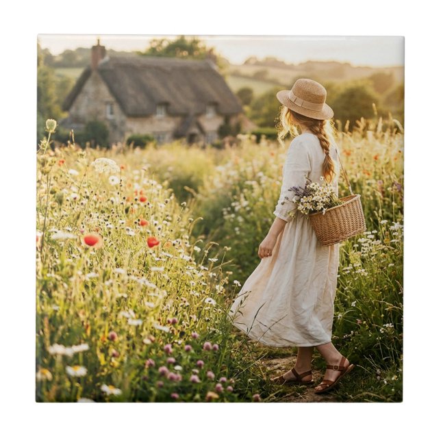 Woman in Field of Wheat Tile (Front)