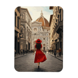Woman in Florence Italy Travel Magnet
