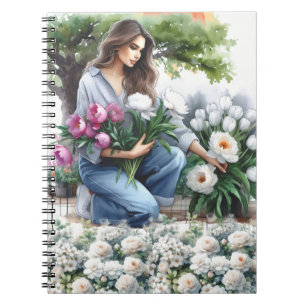 Woman in Flower Garden Journal