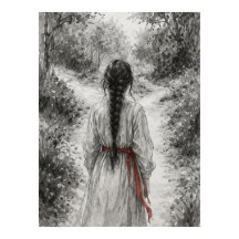 Woman in Forest Path Scene