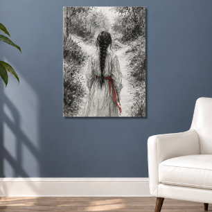 Woman in Forest Path Scene Poster