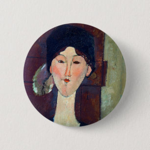 Woman in front of the door by Amedeo Modigliani 6 Cm Round Badge
