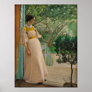 Woman in garden doorway CC0495 Cardstock Poster