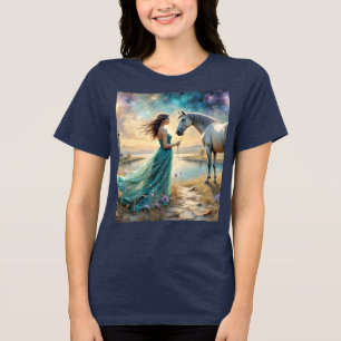 Woman in Gown and Her Horse nature Landscape