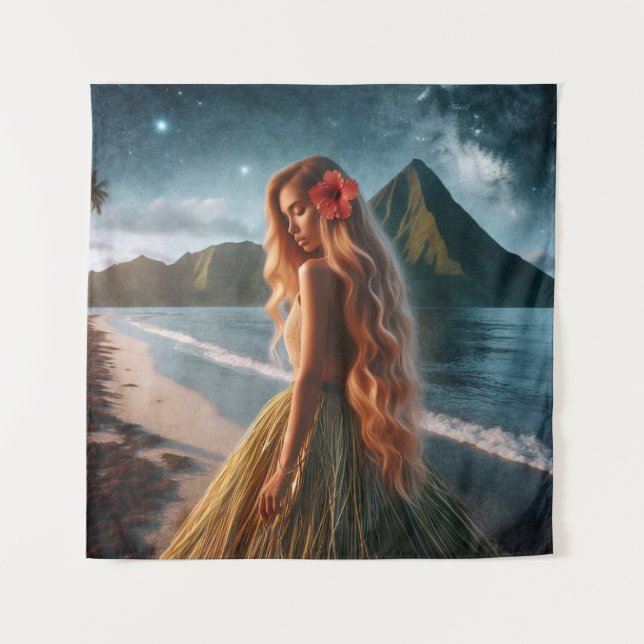 Woman in Grass Skirt Tapestry (Front)