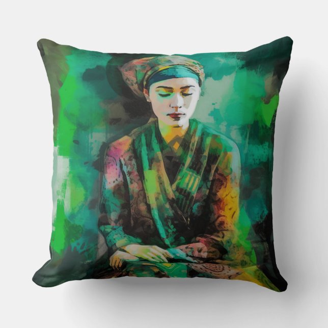 Woman in Green  Cushion (Front)