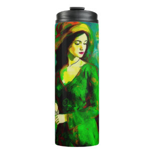 Woman in Green Hat Thermal Tumbler