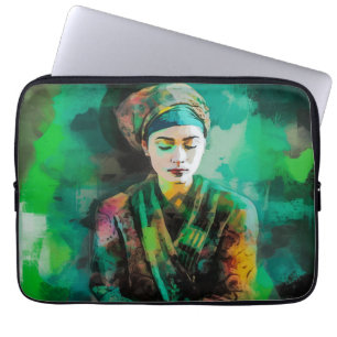Woman in Green Laptop Sleeve