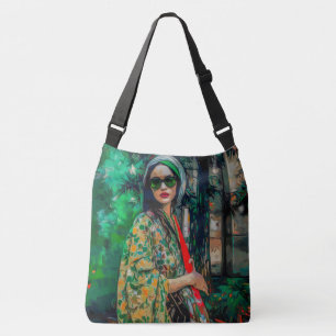 Woman in Green Sunglasses Crossbody Bag