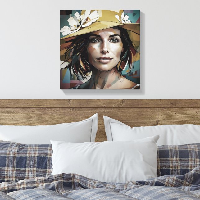 Woman in Hat Canvas Print (Insitu(Bedroom))