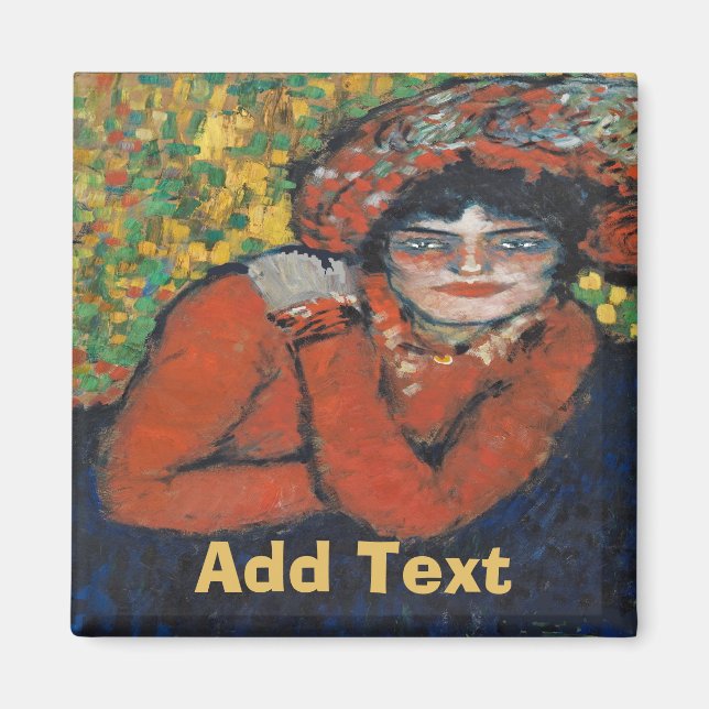 Woman in Hat, Personalise Magnet (Front)