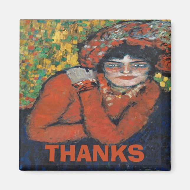 Woman in Hat, Personalise Magnet (Front)