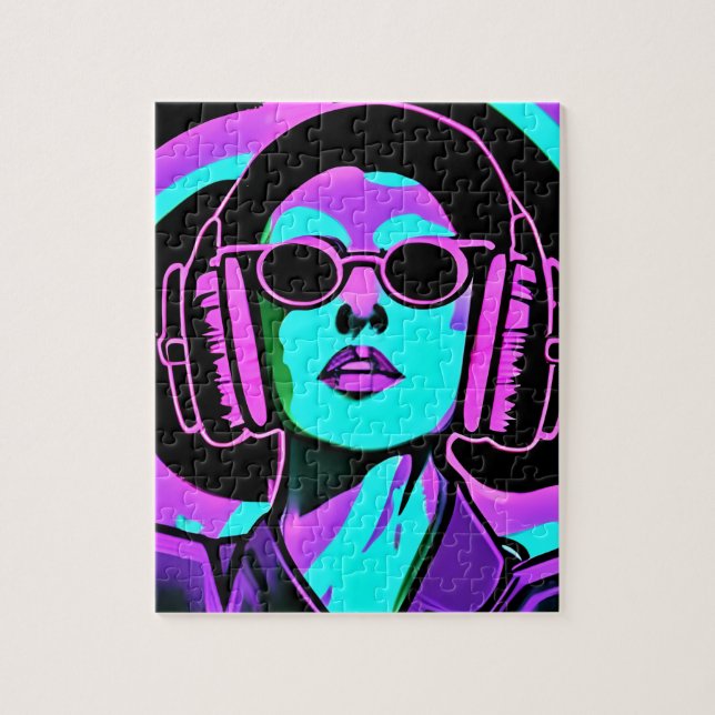 Woman in Headphones AI Art Jigsaw Puzzle (Vertical)