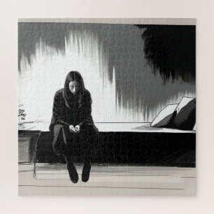 Woman in heavy depression art jigsaw puzzle