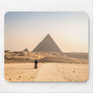 Woman in Hijab at Pyramids Mouse Pad